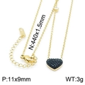 Collar de acero de titanio dorado con corazón de micro cristales negros finos - Dorado