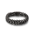 Men's retro punk 316L stainless steel bracelet in vintage silver woven chain style - Braided Chain Style (KB122135-BDJX)
