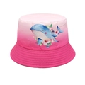 Détail du chapeau bob dégradé rose avec motifs de baleines et de fleurs pour enfants - 52-54cm / Dégradé Rose Rouge