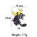 Halloween black cat hugging yellow moon enamel alloy charm, 29mm height DIY accessory - 7# Cat Hanging from Moon