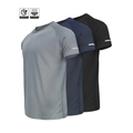 Breathable quick-dry short sleeve sports t-shirts for men in grey navy and black - S / Grey+Blue+Black