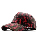 Outdoor street fashion red and black camouflage faux leather baseball cap with curved brim - Adjustable / Red and Black Camouflage (02)