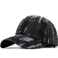 Black washed denim baseball cap with distressed details and vintage ripped textures - Adjustable / Black