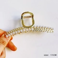 Pince à cheveux 11cm en métal doré ornée de doubles rangées de perles blanches chic - 117# Chaîne de Perles