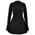 Chic black long-sleeved turtleneck mini dress with structured fit and A-line silhouette - S / Black