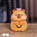Tirelire Capybara mignonne avec nœud rose et perles de prière en petite taille - Petit Capybara A Priant (Jaune)