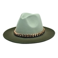Chapeau fedora dégradé vert menthe et olive avec chaîne dorée pour hommes et femmes - M (56-58cm) / Vert Menthe + Vert Armée