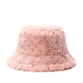 Detailstruktur des dicken rosa Plüsch-Anglerhuts aus Kunstpelz für winterliche Wärme - M (56-58cm) / Rosa