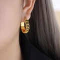 Französische Vintage-C-Ohrringe aus Gold mit grünen Blumen-Edelstein-Clustern für Damen - F900 Grün Zirkonia Goldene Ohrringe
