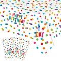 Colorful polka dot birthday tablecloth and napkins set with Happy Birthday text - Tablecloth
