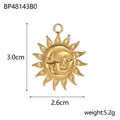 Detail view of gold sun and moon face pendant showing 3.0cm by 2.6cm dimensions - Gold Sun Moon Face Pendant (BP48143B0)