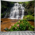 Tenture murale cascade de forêt avec fleurs roses pour décoration de dortoir - 150x130cm / Style 4 (Paysage de cascade avec fleurs roses)
