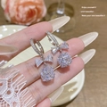 Bowknot silver dangle earrings with crystal drop and micro-pave cubic zirconia accents - E0443 Silver Needle (Bow Crystal Dangle Long Silver)