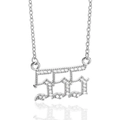 Silver-plated necklace with sparkling zircon-paved angel number 555 pendant on O-chain - Platinum-555
