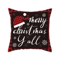 Christmas buffalo plaid pillow cover with Merry Christmas Y'all text and snowflakes - TQR31-17/Merry Christmas Y'all Plaid