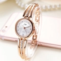 Elegant rose gold women's quartz watch with rhinestone strap and Roman numerals dial - Rose Gold Band White Dial