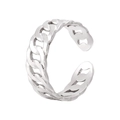 Anillo de cadena plateado ajustable en acero inoxidable con un diseño abierto minimalista - US 7 / Color Acero