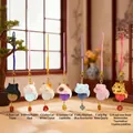 Siamese cat figure with blue aventurine stone and fortune charm on braided rope - Bead Everything Smooth Keychain Full Set Box - 6 Pcs
