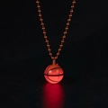 Glow-in-the-dark orange basketball pendant necklace featuring a luminous beaded chain detail - Basketball Pendant Bead Chain