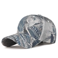 Casquette de baseball vintage camouflage bleu-gris délavé avec visière courbée pour hommes - Réglable / Bleu