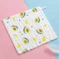 Soft multi-layer cotton baby washcloth with avocado and lemon print on dual background - 【avocado 】