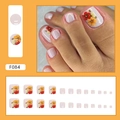 Unghie finte per piedi F084 con decorazioni floreali colorate e stile rosa pastello - Fioritura Prospere - Stile con Colla (F084)