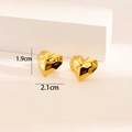 Golden heart-shaped titanium steel stud earrings with hammered texture finish - Multi-faceted Heart / Gold