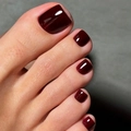 Uñas postizas de pies color granate brillante con elegante acabado de espejo - Estilo Rojo Vino Brillante (JP4261)