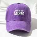 Casquette de baseball en coton lavé violet avec broderie Soccer Mom et style rétro vintage - Violet