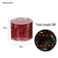 Red 5M Christmas bead chain garland in clear cylindrical packaging for tree decoration - 0.5CM Red Bead Chain (5M Length)
