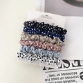 Lot de 6 chouchous en satin à pois noir bleu et kaki pour accessoires de coiffure femme - Ensemble de 6 pièces / Pois Sombres