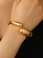 Chunky gold irregular open cuff bangle with polished water drop ends for women - Water Drop Open Bangle (9070) / KC Gold