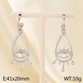 Pendientes de ojo de demonio calados en acero inoxidable plateado con incrustación nácar - Color Acero (KE116258-GC)