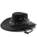 Cappello da cowboy nero vintage con borchie testa di toro e tesa larga - M (56-58cm) / Nero