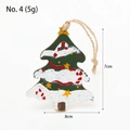 Mini wooden Christmas tree ornament 7x8cm with hand-painted snow and star details - Snowy Christmas Tree