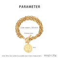 Dettaglio del bracciale multistrato in acciaio inossidabile dorato con chiusura OT - Placca Rotonda Ritratto Oro (KB210183-Z)