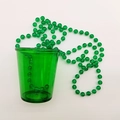 Translucent emerald green bead necklace with matching cup for festive parties - Green