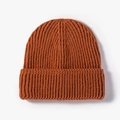 Classic rib-knit winter beanie hat in a warm caramel rust brown finish for unisex - Caramel color