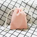Mini light pink velvet drawstring pouch for jewelry storage and small gift packaging - Champagne