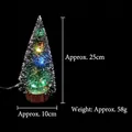 Mini artificial Christmas tree with colorful LED lights, snow effect, and wood base 25cm - 25cm LED Color Light Christmas Tree