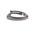 Silver stainless steel twisted wire and flat open cuff bracelet set for men - 3 Steel Pieces 2-Piece Set / Silver