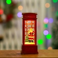 Lanterna cabina telefonica rossa di Natale con Babbo Natale e acqua scintillante a LED luminosi - Cabina Telefonica Babbo Natale (Riempita d'acqua)