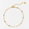 Gouden roestvrijstalen armband met gekleurde kralen en verstelbare karabijnsluiting - Gouden Gekleurde Kralenarmband (SAK952)