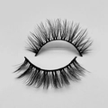 Macro shot of thick natural curly black false eyelashes with fine layered mink hair - D362N