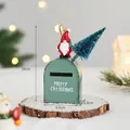 Green iron Christmas mailbox ornament with gnome and tree decor, size 10x4.5x2.2cm - Iron Green Mailbox Gnome