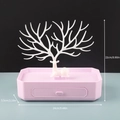 Pink antler jewelry stand with drawer and dimensions in inches and centimeters - Tree Shape Deer Octagonal Drawer Box / Purple