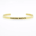 Minimalist 4mm gold stainless steel C-shaped cuff bracelet with Hakuna Matata engraving - HAKUNA MATATA