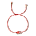 Handmade woven red and white rope bracelet with a watermelon slice charm and gold beads - Red White Spiral Watermelon (RT-B24062801A)