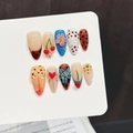 Handmade press-on nails set with cherry, floral, 3D art, heart and polka dot patterns - Large (L) / Sweet Cherry Medium Almond Nails (103)