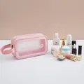 Pink waterproof travel wash bag with clear TPU window and handle, size 22x8x12cm - Single Layer Small / Pink